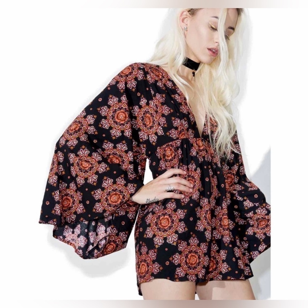 Motel Rocks|Boho Pattern Romper with Oversized Sleeves, Super Cute!•••Coachella